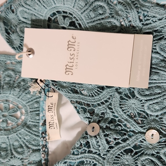 Miss Me SZ L Seafoam Green Floral Strap Lace Ruffle Hem Sleeveless Cami Top Boho - Picture 13 of 15